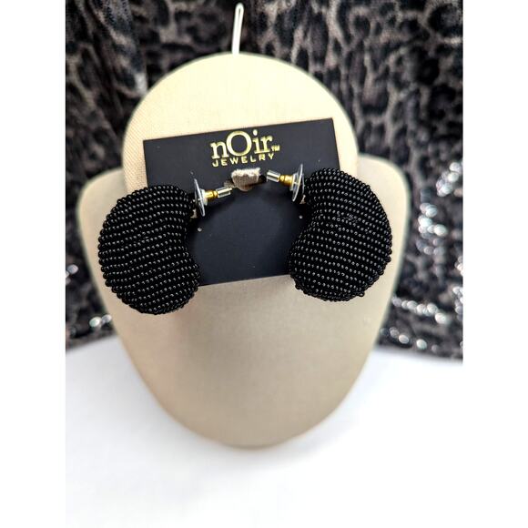 nOir Black Chunky Beaded Earrings - Picture 1 of 8